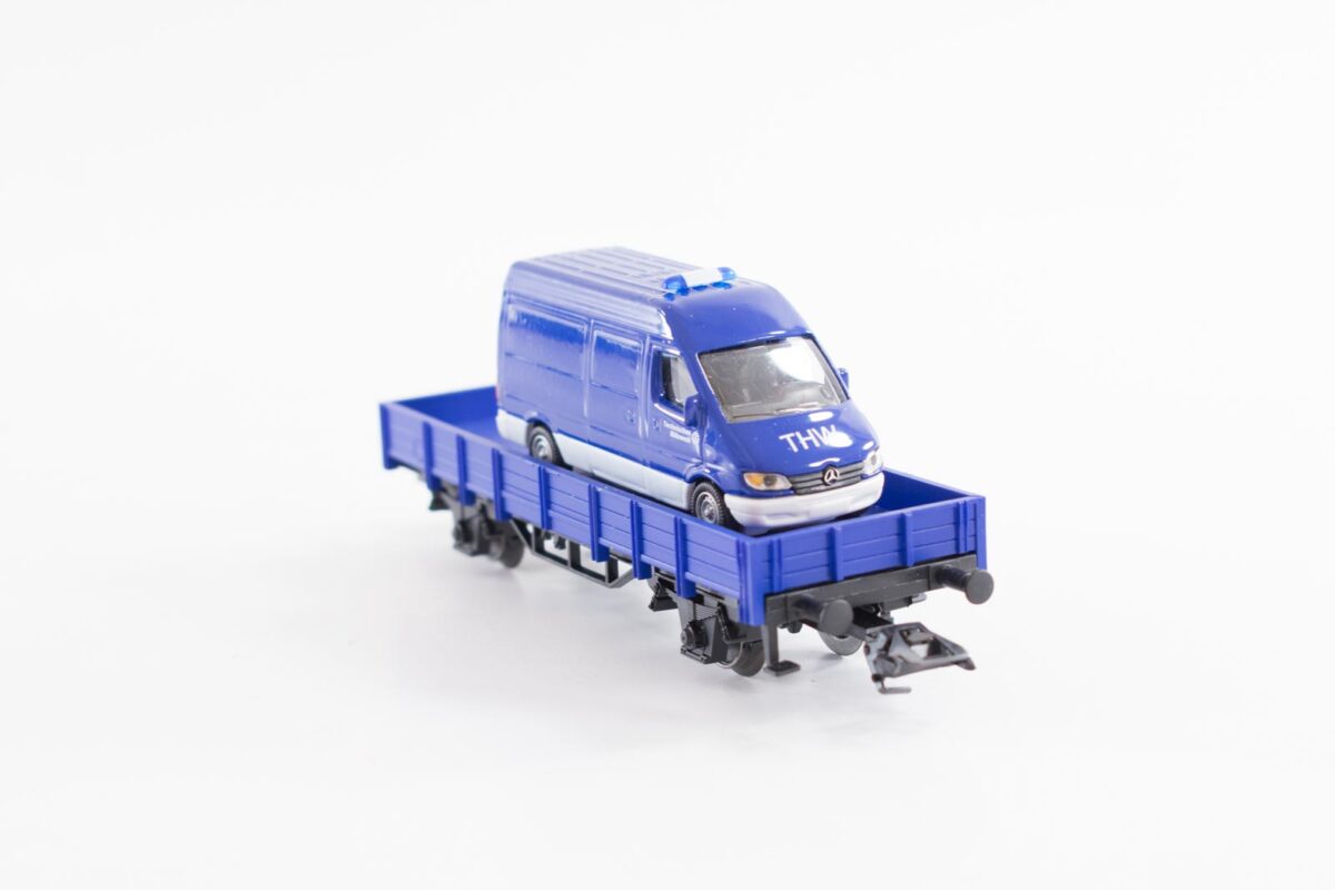 Märklin 00758-09 laagboordwagon met bestelauto DB - Afbeelding 2