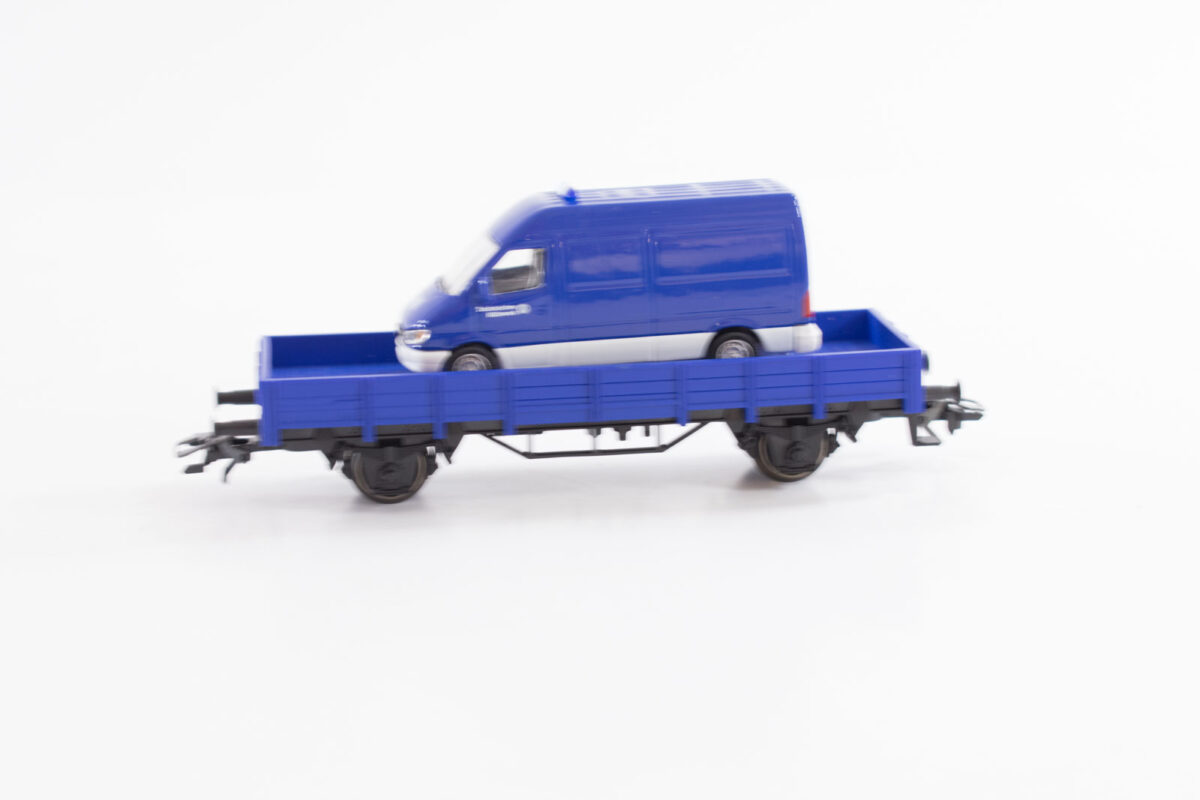 Märklin 00758-09 laagboordwagon met bestelauto DB - Afbeelding 3